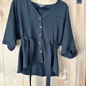 Black Button-Up Top by